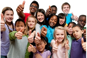 Group of young people from different backgrounds smiling with their thumbs raised
